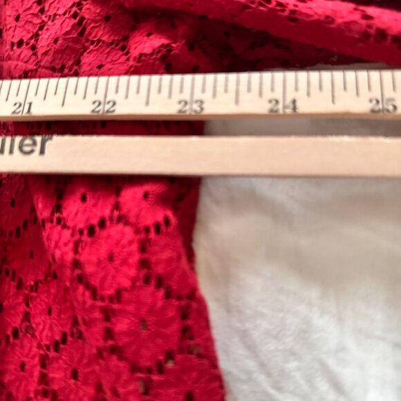 Torrid Womens Lace Blouse High Neck In Rhubarb Red Size 2 (2X) Whimsy - Picture 7 of 11